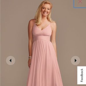 David’s Bridal mesh cross waist spaghetti strap bridesmaid dress